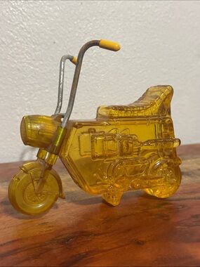 Vintage Avon Mini Bike Amber Glass Bottle Full 1970s Motorcycle Decanter Cologne